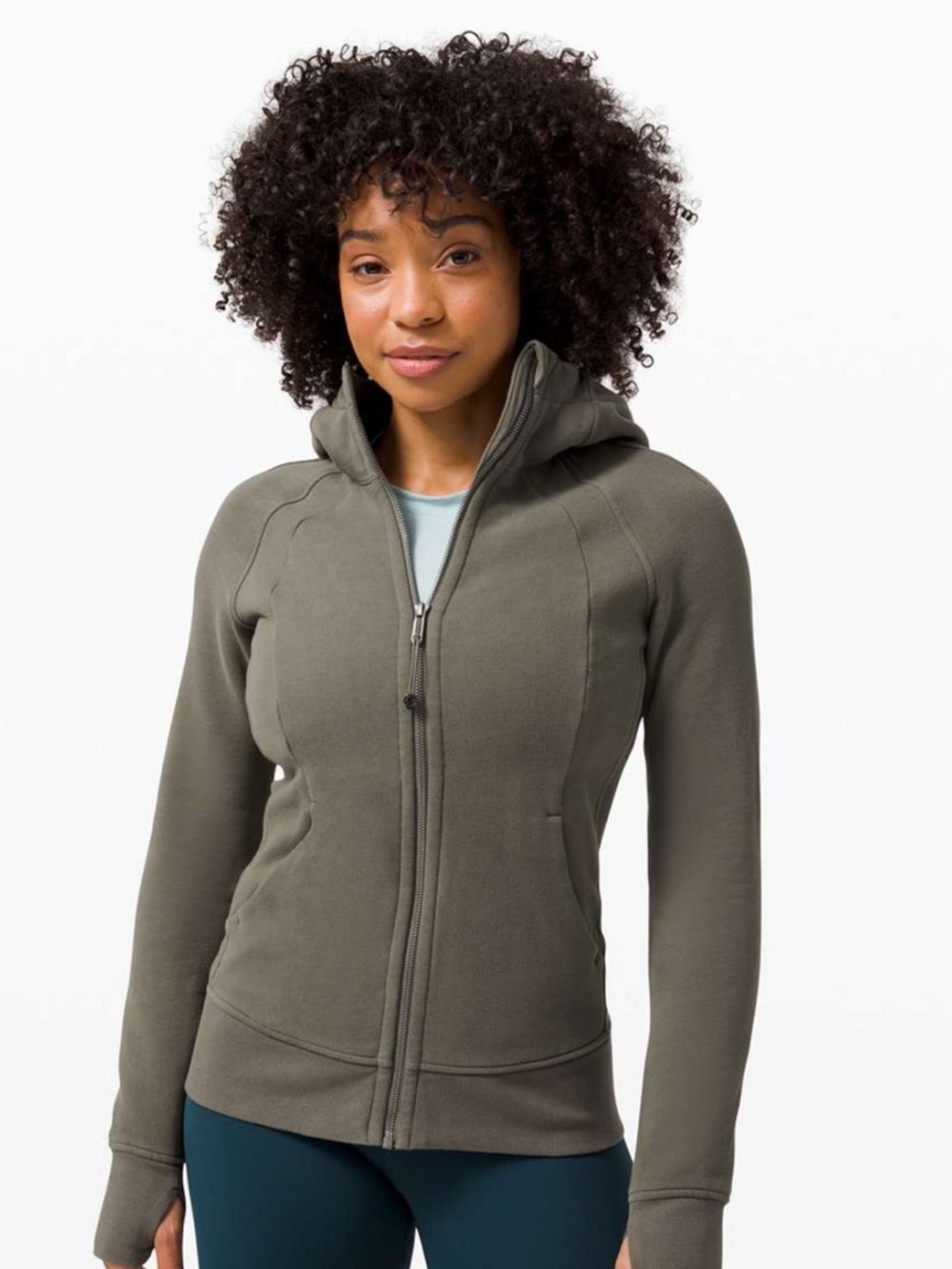 lululemon athletica Olive Green Zip-Up Hooded Jacket